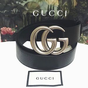 🔥 GUCCI GG Marmont belt 1.5” black/silver 🔥